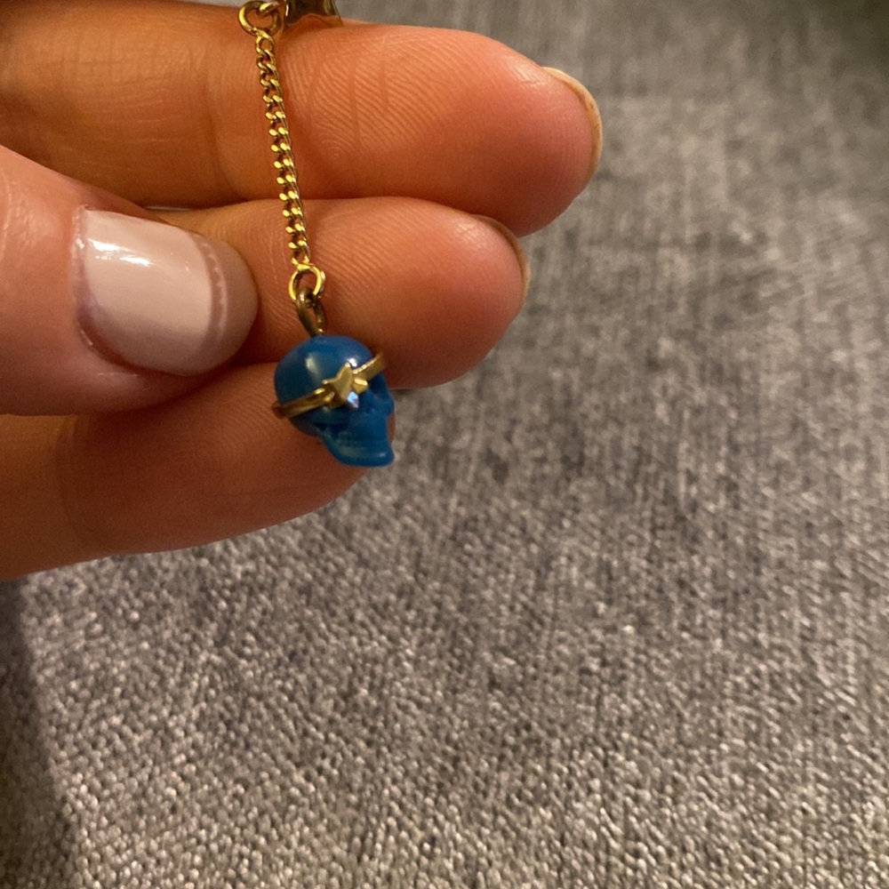 Blue and Gold Pirate Skull and Star Dangle Earrings, by Disney 2007 - Picture 2 of 3